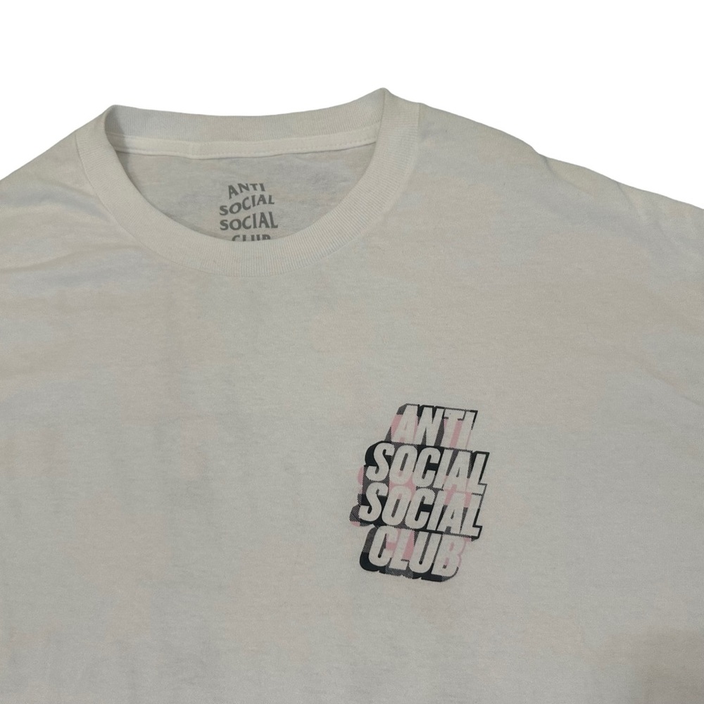 Anti Social Social Club T-shirt Mens Size XL White Short Sleeve Pink Plaid - Picture 7 of 9